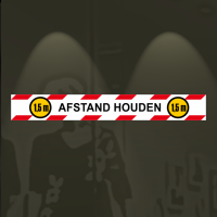 Sticker 1.5 m afstand houden in wit-rood gestreept