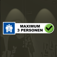 Sticker maximum 3 personen met pictogram