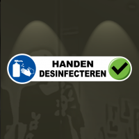 Sticker handen desinfecteren met pictogram