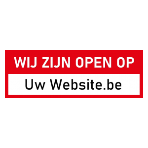 Sticker Wij zijn open met website