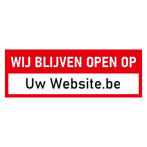 Sticker wij blijven open met website