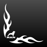 Trucksticker vlammen met MAN logo set L+R vlammen met MAN logo set L+R