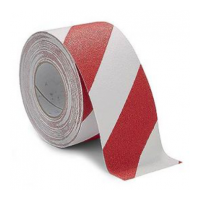 Rood-wit gestreepte vloertape 50 mm x 18 meter met anti-slip